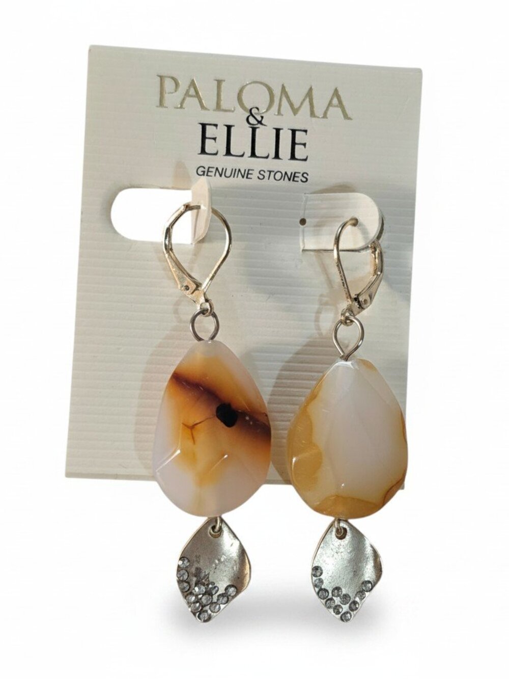 Paloma & Ellie Women's Genuine Stone Gold Plated Agate Earrings NWT